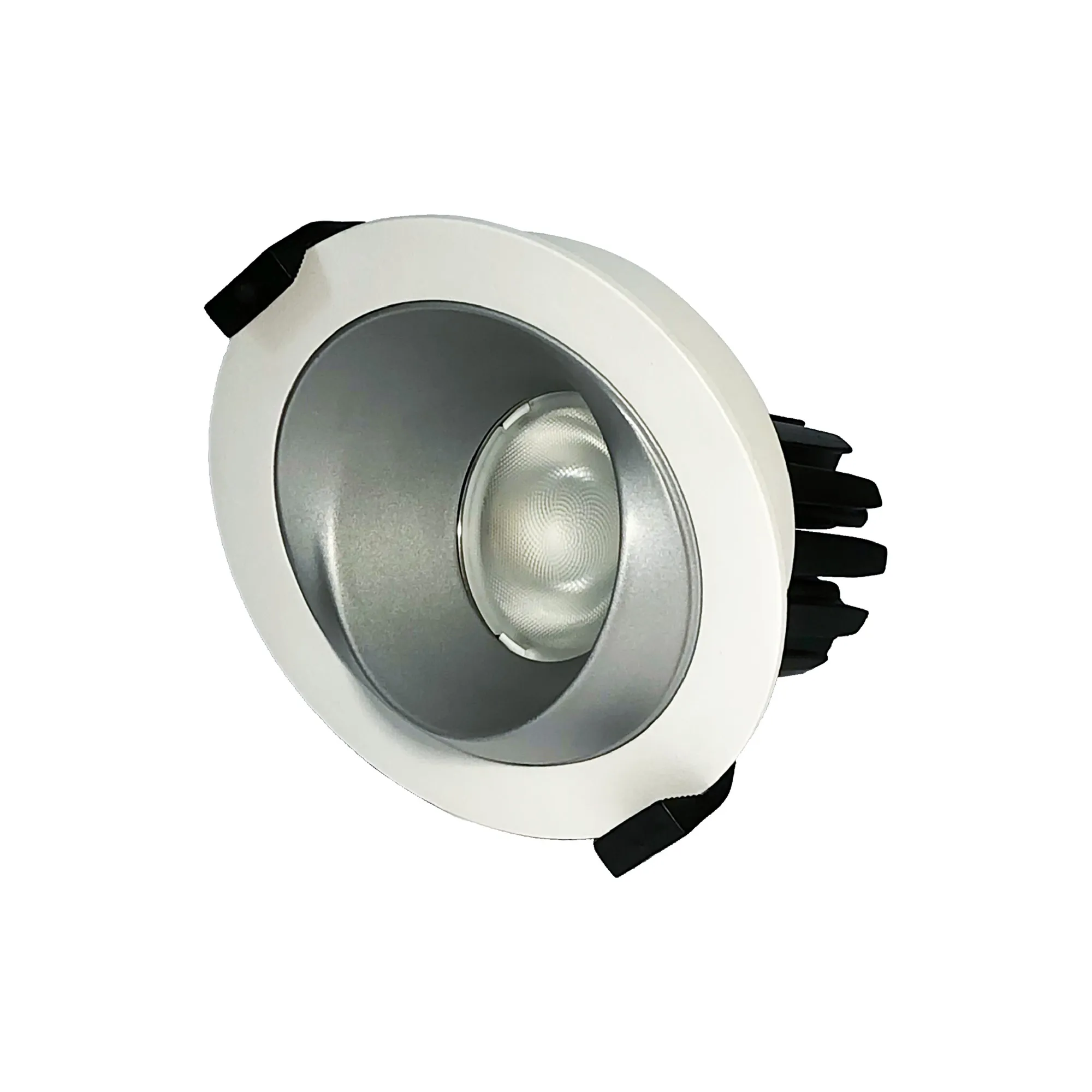 DM202643  Bonia 15 Powered by Philips 15W 1350lm 3000K 24° Engine, 350mA,White/Silver, 27° Angled Round Recessed Spotlight,IP20.